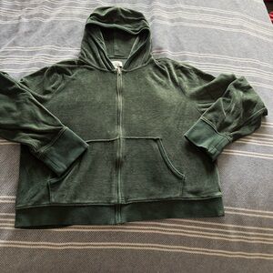 Aerie Green Zip-Up Hoodie